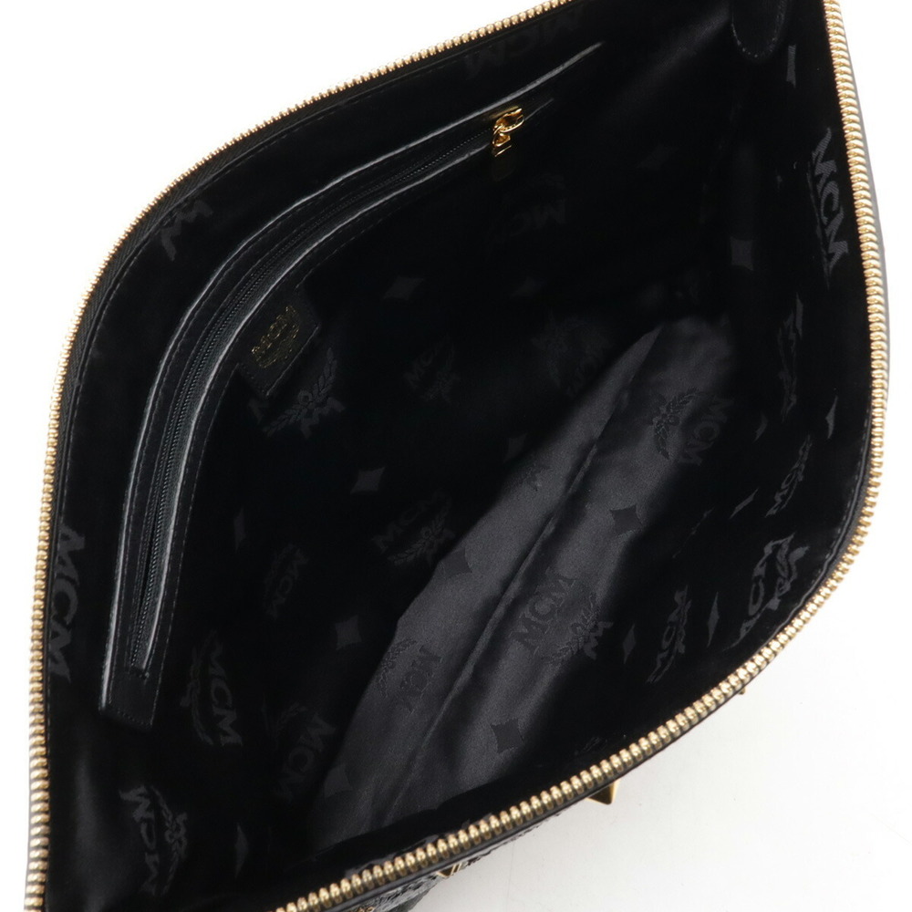 MCM clutch bag Shoulder studded python leather Bl… - image 8